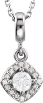 14K Gold Round Natural Diamond Halo-Style Necklace or Pendant – up to 1/3 CTW - White Gold