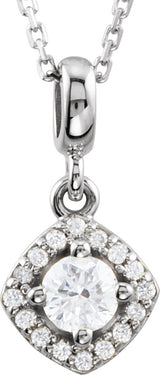 14K Gold Round Natural Diamond Halo-Style Necklace or Pendant – up to 1/3 CTW - White Gold