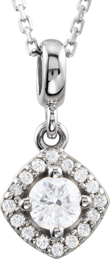 14K Gold Round Natural Diamond Halo-Style Necklace or Pendant – up to 1/3 CTW - White Gold