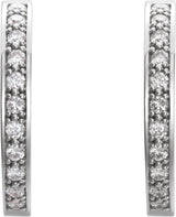 14K Gold Round Natural Diamond Inside-Outside Hoop Earrings – 1.8mm Stones - Rose Gold - view 2