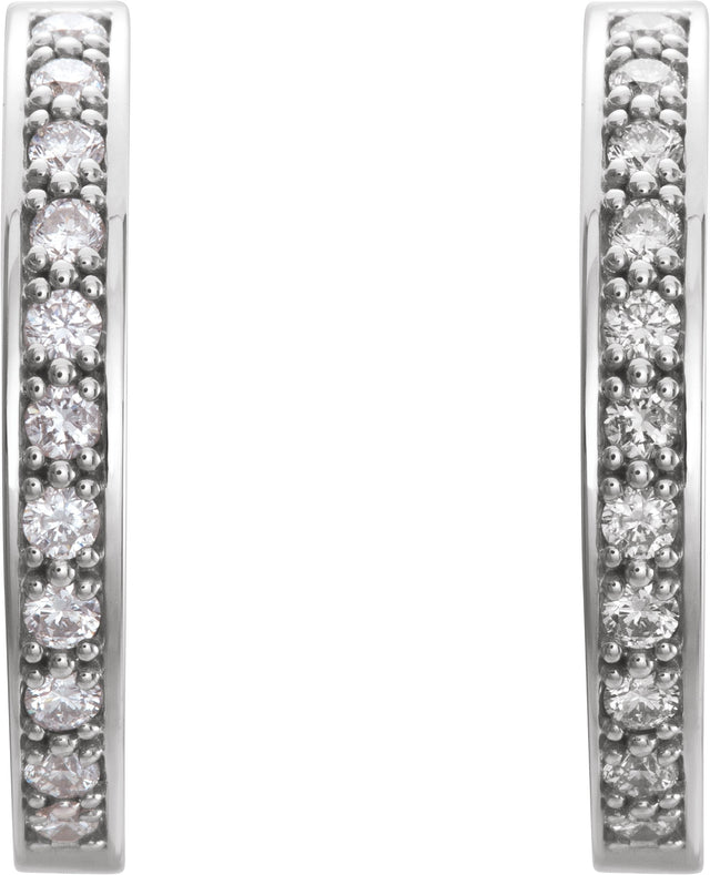 14K Gold Round Natural Diamond Inside-Outside Hoop Earrings – 1.8mm Stones - Rose Gold - view 2