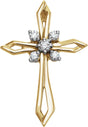 14K Gold Round Natural Diamond Accented Cross Pendant – 1/6 CTW - Two-Tone