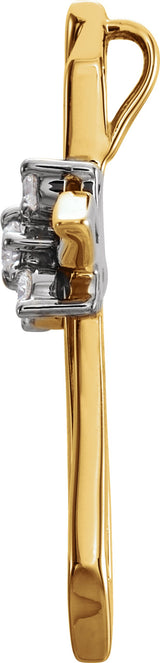 14K Gold Round Natural Diamond Accented Cross Pendant – 1/6 CTW - Two-Tone - view 2