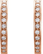 14K Gold Round Natural Diamond Inside-Outside Hoop Earrings – 1.8mm Stones - Rose Gold