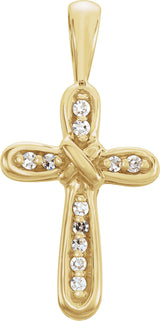 14K Gold Round Natural Diamond Cross Pendant – 0.06 CTW - Yellow Gold