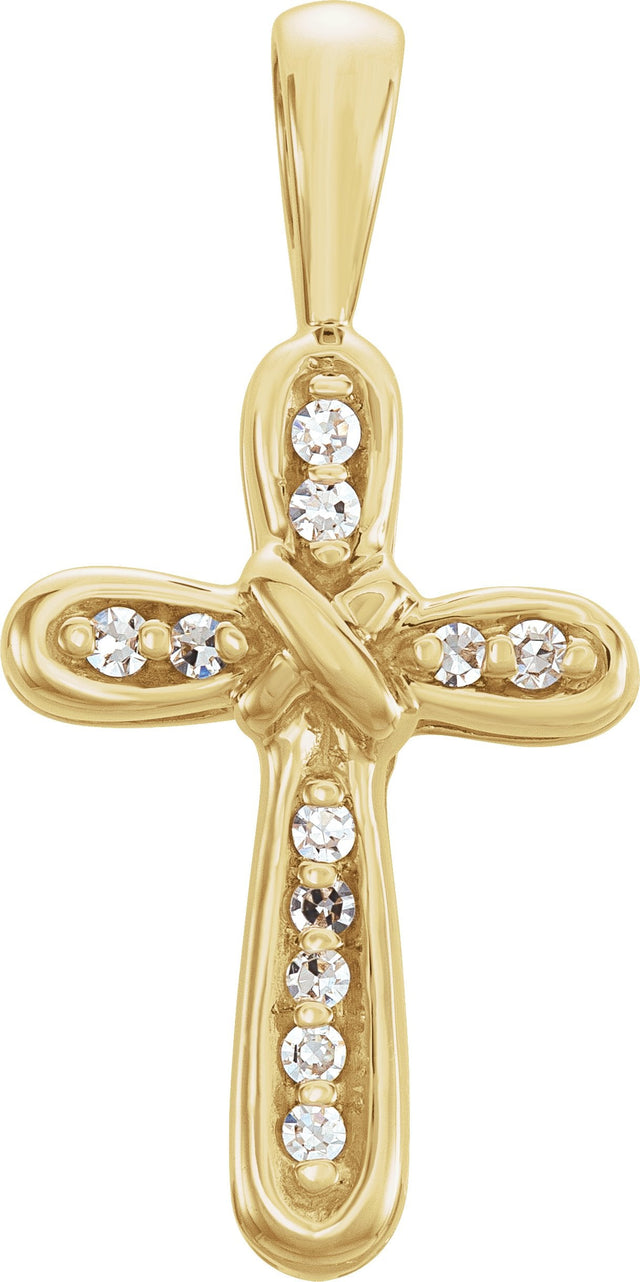 14K Gold Round Natural Diamond Cross Pendant – 0.06 CTW - Yellow Gold