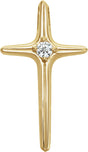 14K Gold Round Natural Diamond Solitaire Cross Pendant – 2.7mm Stones - Yellow Gold