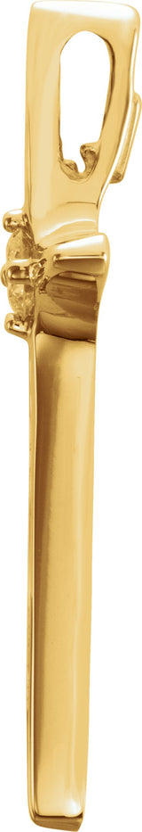 14K Gold Round Natural Diamond Solitaire Cross Pendant – 2.7mm Stones - Yellow Gold - view 2