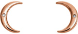14K Gold Round Natural Diamond Crescent Earrings - Rose Gold - view 2