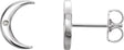 14K Gold Round Natural Diamond Crescent Earrings - White Gold