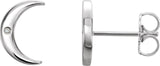 Platinum Round Natural Diamond Crescent Earrings