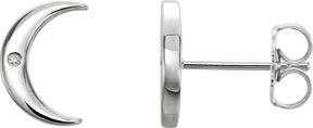 Platinum Round Natural Diamond Crescent Earrings