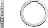 14K Gold Round Natural Diamond Inside-Outside Hoop Earrings – 1.8mm Stones - White Gold
