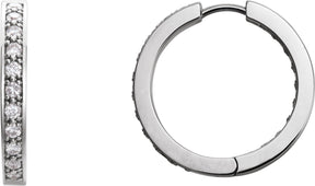 Platinum Round Natural Diamond Inside-Outside Hoop Earrings – 1.8mm Stones