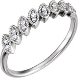 Platinum Round Natural Diamond Accented Leaf Ring - view 4