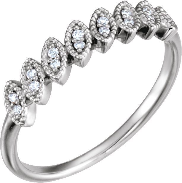 Platinum Round Natural Diamond Accented Leaf Ring - view 4