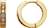 14K Gold Round Natural Diamond Inside-Outside Hoop Earrings – 1.8mm Stones - Yellow Gold