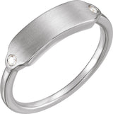 Platinum Round Natural Diamond Rectangle Signet Ring