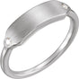 Platinum Round Natural Diamond Rectangle Signet Ring