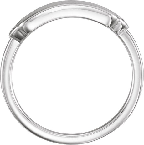 Platinum Round Natural Diamond Rectangle Signet Ring - view 2