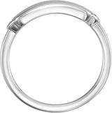 14K Gold Round Natural Diamond Rectangle Signet Ring - White Gold - view 2