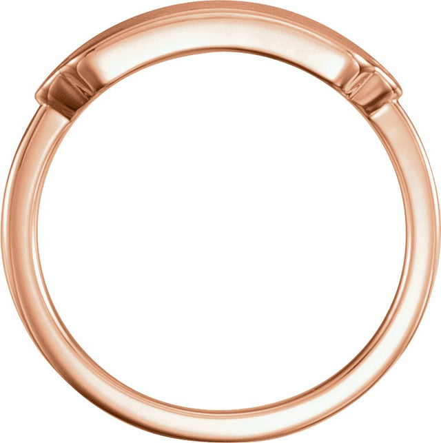 14K Gold Round Natural Diamond Rectangle Signet Ring - Rose Gold - view 2