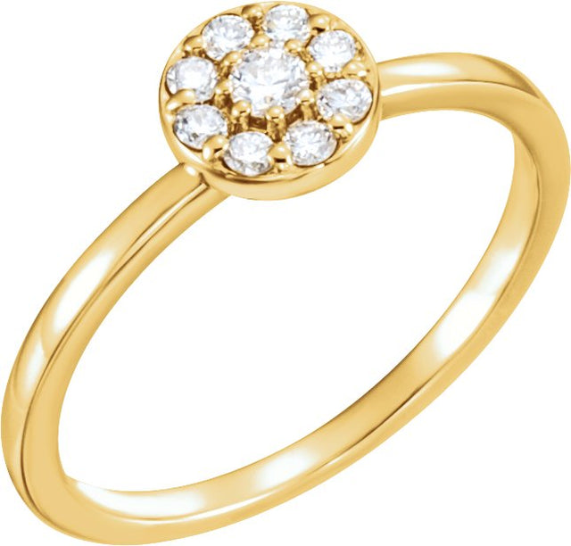 14K Gold Round Natural Diamond Cluster Ring - Yellow Gold