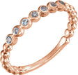 14K Gold Round Natural Aquamarine Stackable Bead Ring - Rose Gold