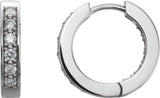14K Gold Round Natural Diamond Inside-Outside Hoop Earrings – 1.8mm Stones - White Gold