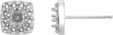 Platinum Square Natural Diamond Halo-Style Earrings