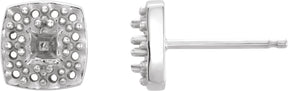 Platinum Square Natural Diamond Halo-Style Earrings