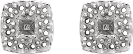 Platinum Square Natural Diamond Halo-Style Earrings - view 2