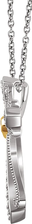 14K Gold Round Natural Diamond Beaded Cross Pendant - view 4