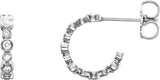 Platinum Round Natural Diamond Bezel-Set Hoop Earrings II