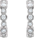 Platinum Round Natural Diamond Bezel-Set Hoop Earrings II - view 2