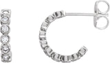 Platinum Round Natural Diamond Bezel-Set Hoop Earrings – 1.5mm Stones