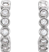 14K Gold Round Natural Diamond Bezel-Set Hoop Earrings – 1.5mm Stones - White Gold - view 2