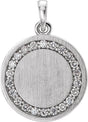 Platinum Round Natural Diamond Engravable Halo-Style Necklace or Pendant