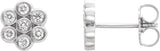 Platinum Round Natural Diamond Cluster Earrings – 1.7mm Stones