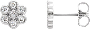 Platinum Round Natural Diamond Cluster Earrings – 1.7mm Stones