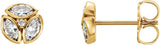 14K Gold Marquise Natural Diamond Cluster Earrings – 4x2mm - Yellow Gold