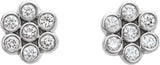 14K Gold Round Natural Diamond Cluster Earrings VIII - White Gold - view 2