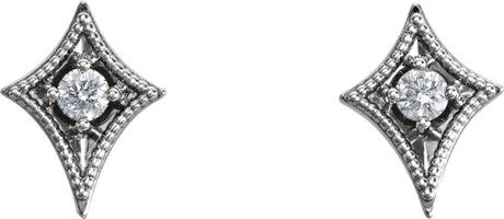 Platinum Round Natural Diamond Geometric Earrings – 2.5mm Stones - view 2