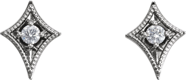 14K Gold Round Natural Diamond Geometric Earrings – 2.5mm Stones - White Gold - view 2