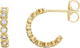 14K Gold Round Natural Diamond Bezel-Set Hoop Earrings – 1.5mm Stones - Yellow Gold