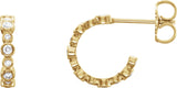 14K Gold Round Natural Diamond Bezel-Set Hoop Earrings II - Yellow Gold