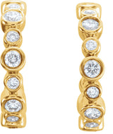 14K Gold Round Natural Diamond Bezel-Set Hoop Earrings II - Yellow Gold - view 2