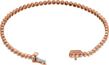 14K Gold Round Natural Diamond Line Bracelet – 1.5mm Stones - Rose Gold - view 2