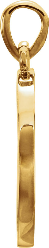 14K Gold Round Natural Diamond Engravable Halo-Style Necklace or Pendant - Yellow Gold - view 2