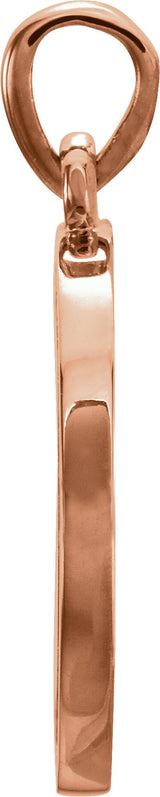 14K Gold Round Natural Diamond Engravable Halo-Style Necklace or Pendant - Rose Gold - view 2